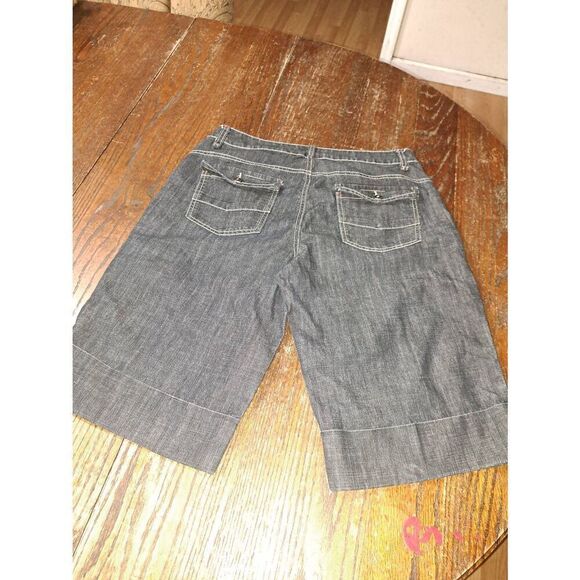 Size 10 Willi Smith Denim Jean Bermuda Casual Shorts Cuffed Hem Pockets - Picture 4 of 4